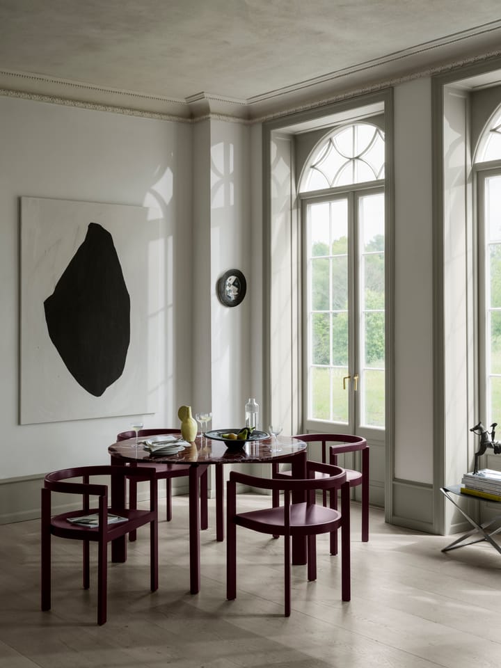 After spisebord Ø120 cm, Polert marmor-burgundy Fritz Hansen