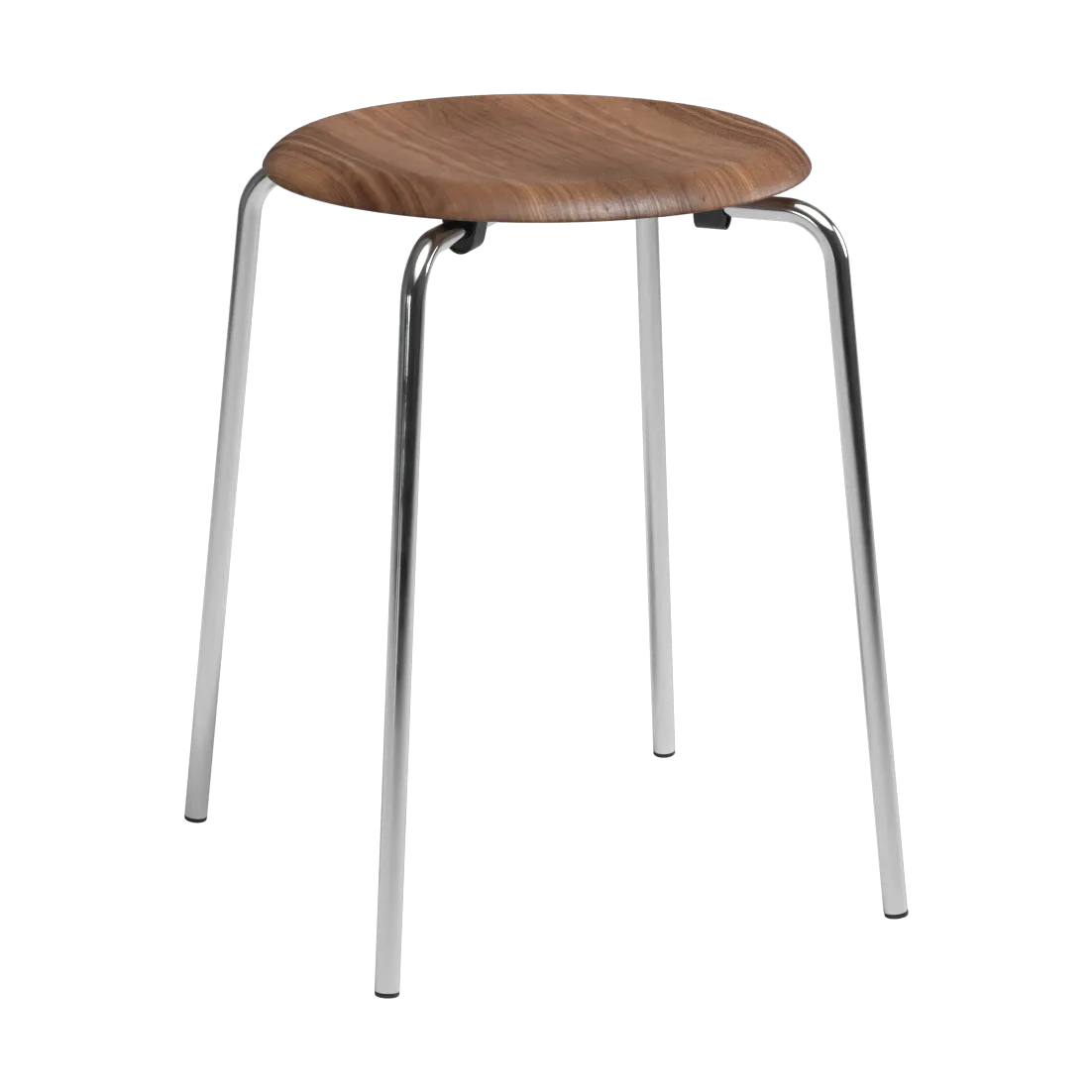 Dot rund krakk, Valnøtt-krom, Ø32,8x45,5 cm Fritz Hansen