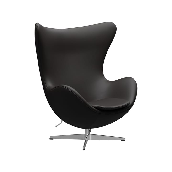 Egget 3316 lenestol - Leather aura black brown-stål - Fritz Hansen