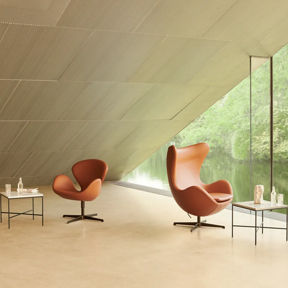 Egget 3316 lenestol, Leather essential walnut-steel Fritz Hansen