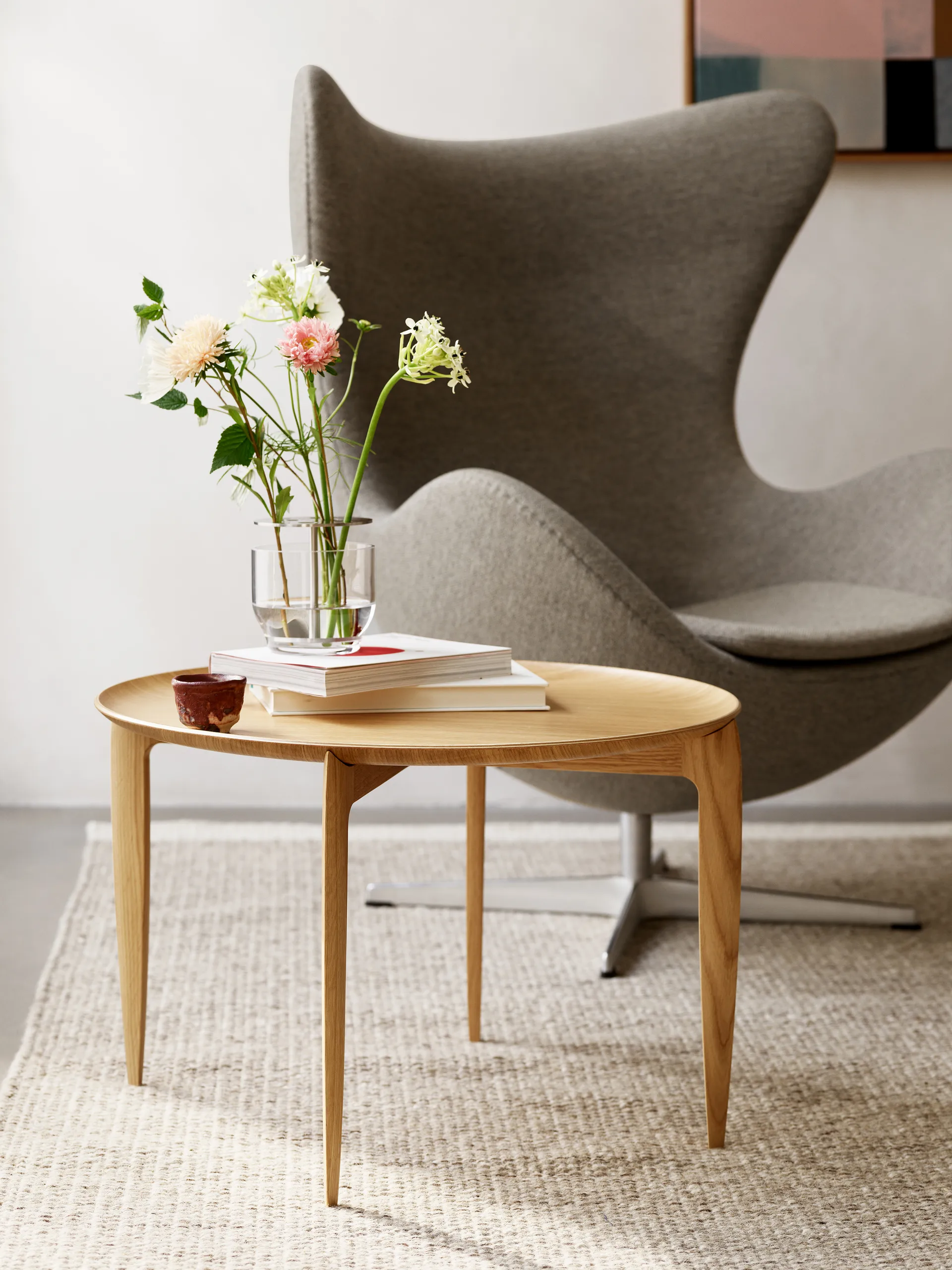 Foldable Tray Table Ø60 cm, Oak oiled Fritz Hansen