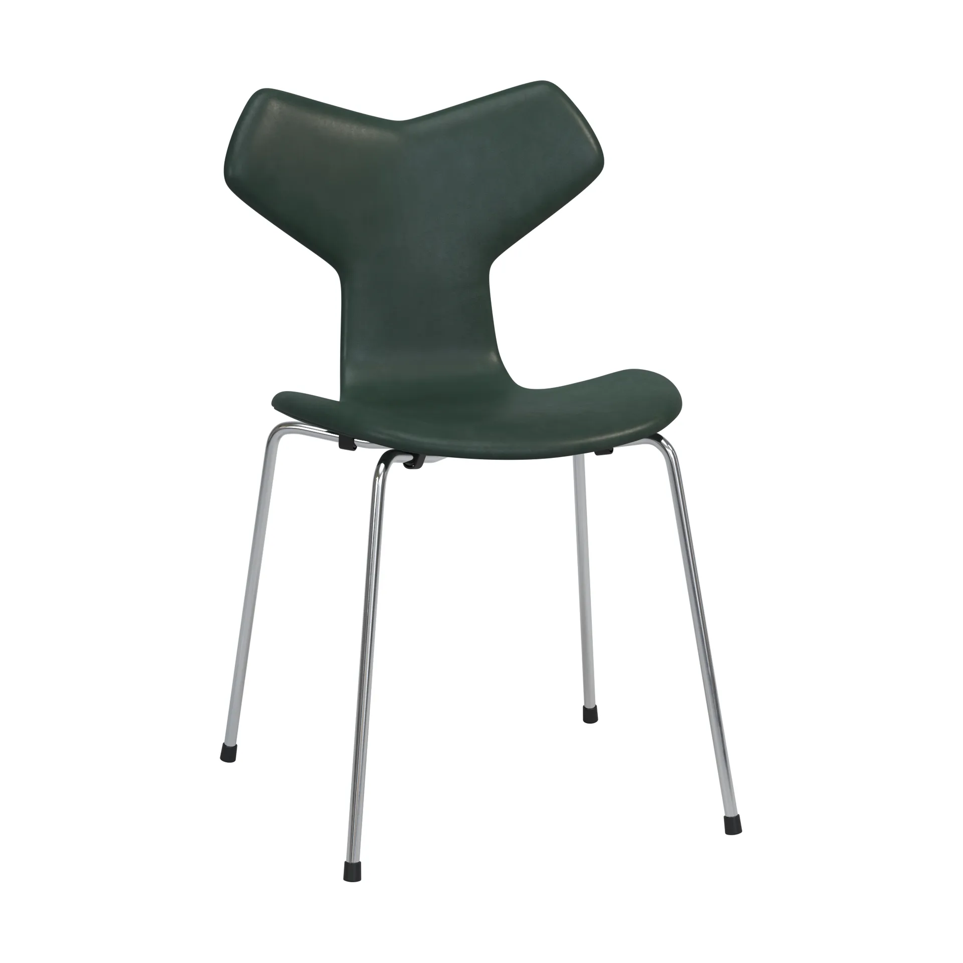 Grand Prix 3130 fullt polstret stol, Pure Forest Green-chrome Fritz Hansen