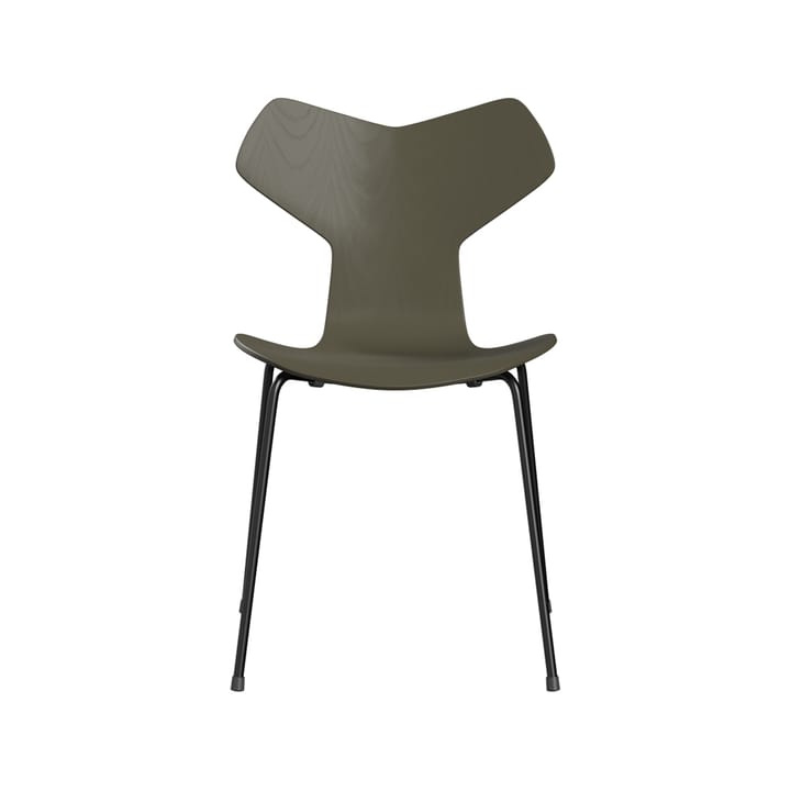 Grand Prix 3130 stol - Olive green-malt ask-svart stativ - Fritz Hansen