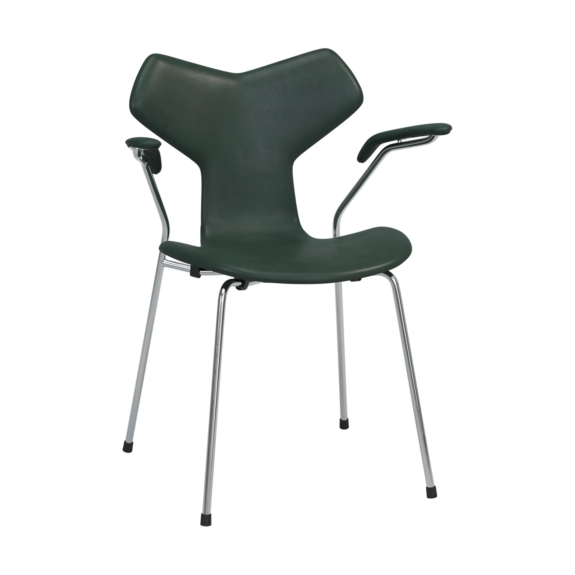 Grand Prix 3230 fullt polstret stol, Pure Forest green-chrome Fritz Hansen