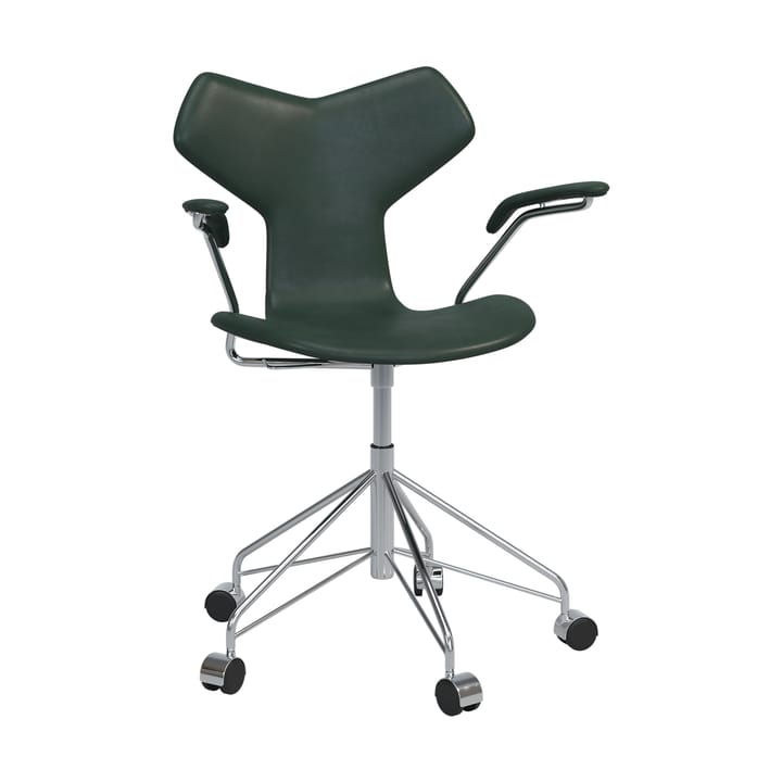 Grand Prix 3231 fullt polstret stol - Pure Forest green-krom - Fritz Hansen
