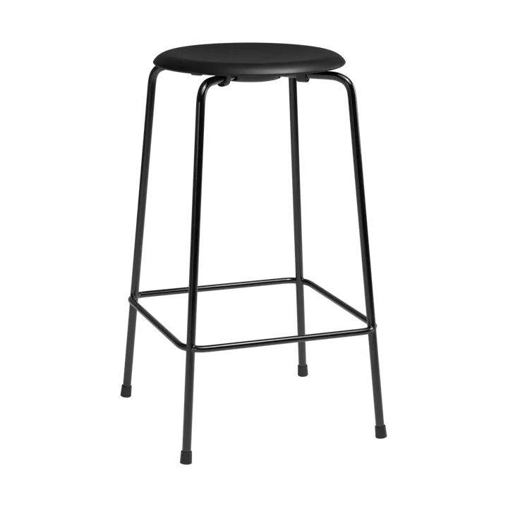 High Dot barstol 4 ben - Intense svart lær-svart stål - Fritz Hansen