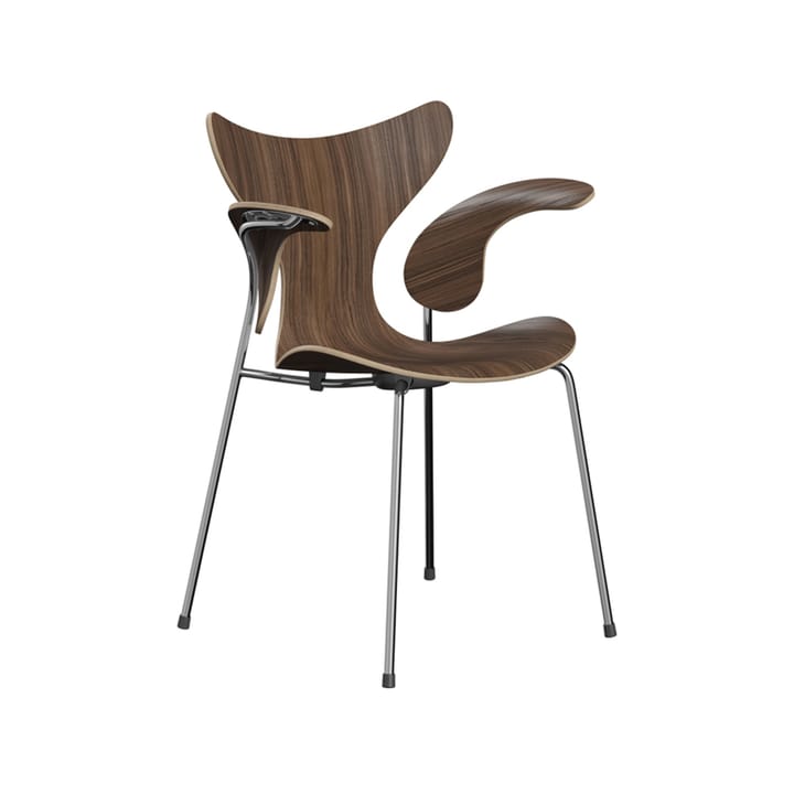 Liljan 3208 armlenestol - Lakkert valnøtt-chrome - Fritz Hansen