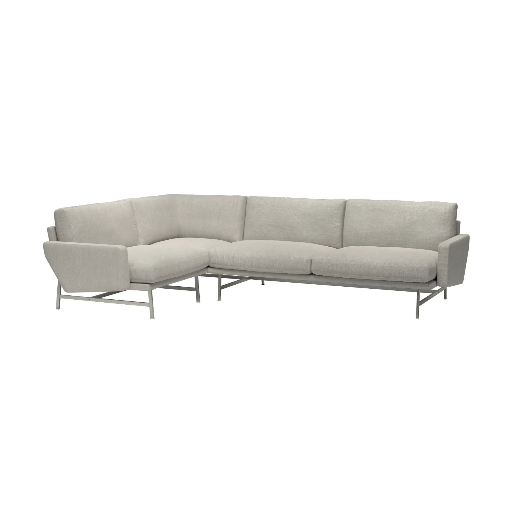 Lissoni PL114 L venstre-stilt hjørnesofa, Clay 012-rustfritt stål Fritz Hansen