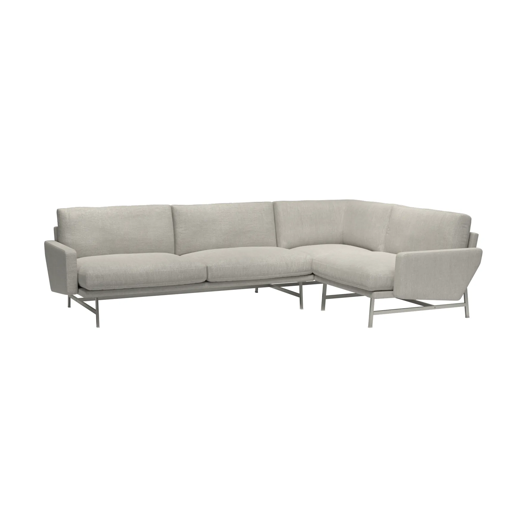 Lissoni PL114 L venstre-stilt hjørnesofa, Clay 012-rustfritt stål Fritz Hansen