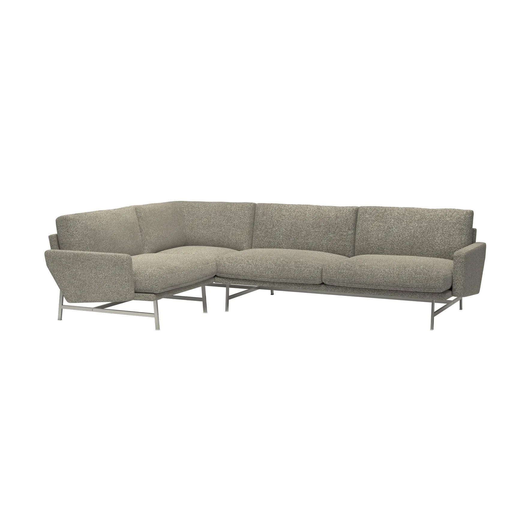 Lissoni PL114 R høyrestilt hjørnesofa, Moss 015-rustfritt stål Fritz Hansen