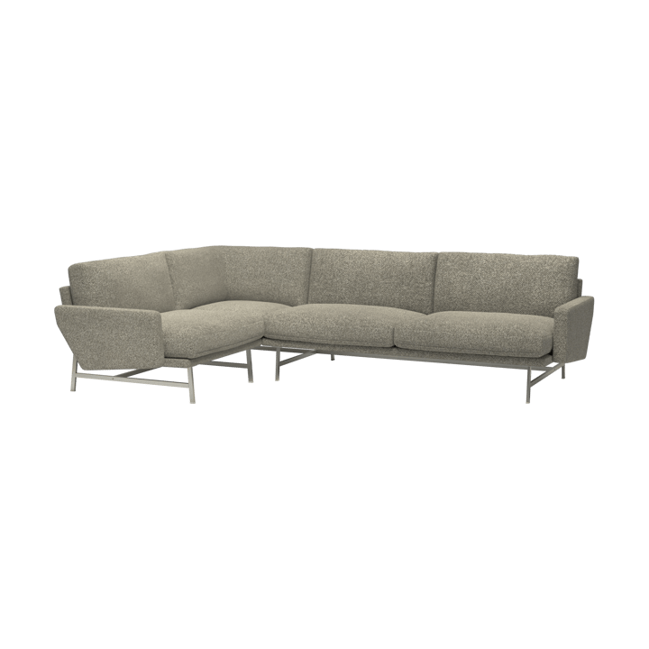 Lissoni PL114 R høyrestilt hjørnesofa - Moss 015-rustfritt stål - Fritz Hansen
