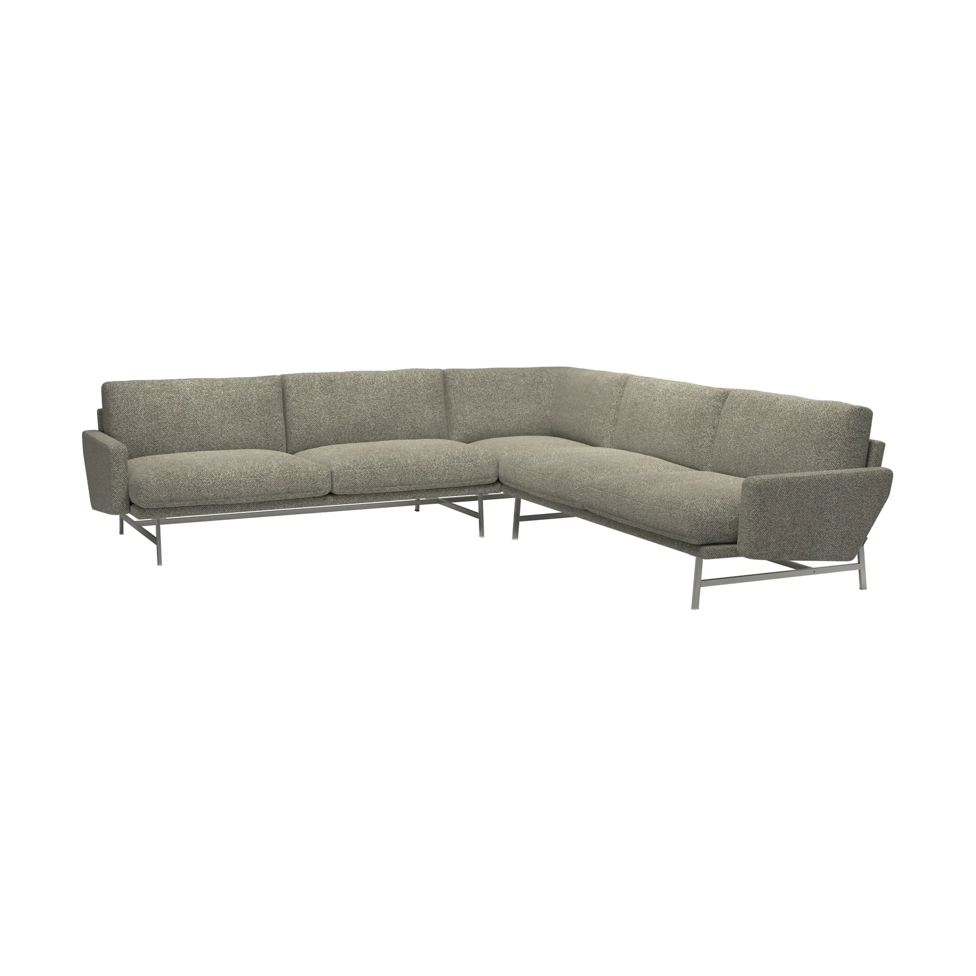 Lissoni PL115 hjørnesofa, Moss 015-rustfritt stål Fritz Hansen