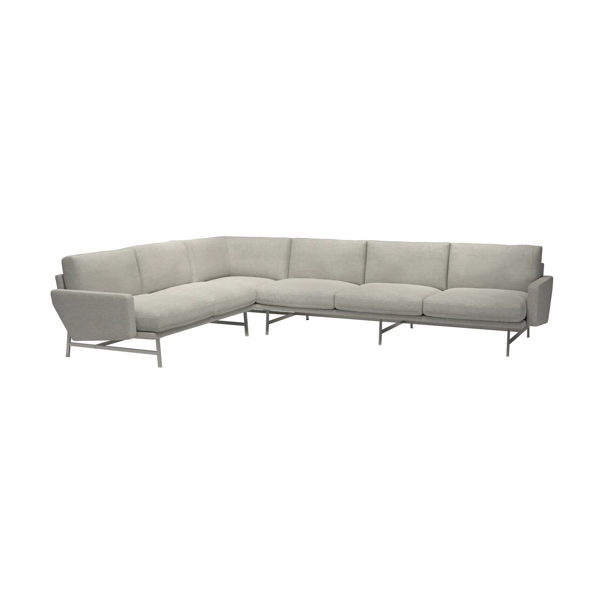 Lissoni PL117 L venstre-stilt hjørnesofa, Clay 012-rustfritt stål Fritz Hansen