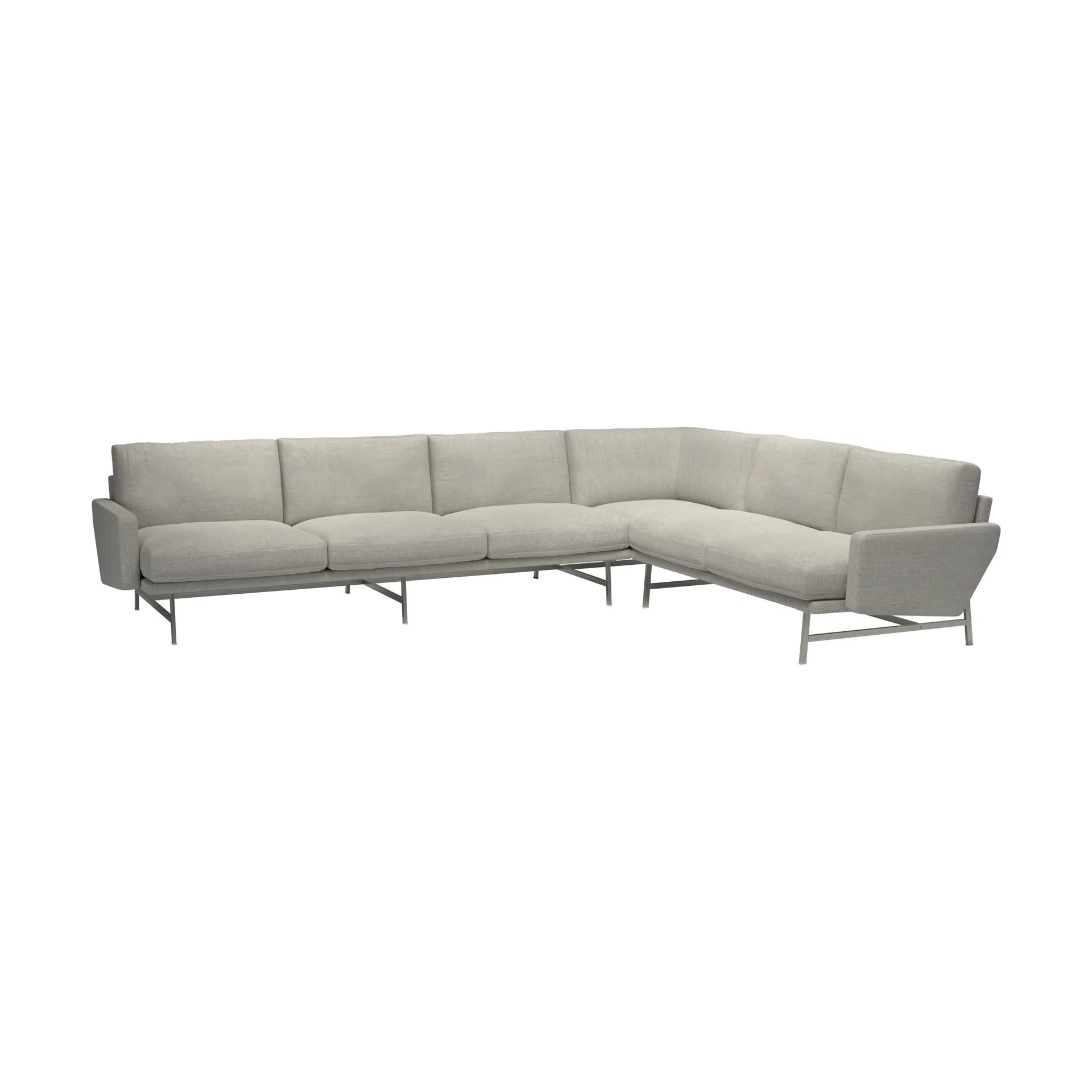 Lissoni PL117 R høyrestilt hjørnesofa, Clay 012-rustfritt stål Fritz Hansen