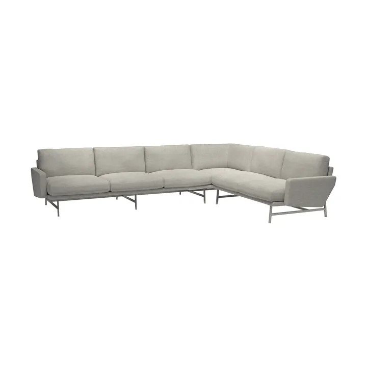 Lissoni PL117 R høyrestilt hjørnesofa - Clay 012-rustfritt stål - Fritz Hansen
