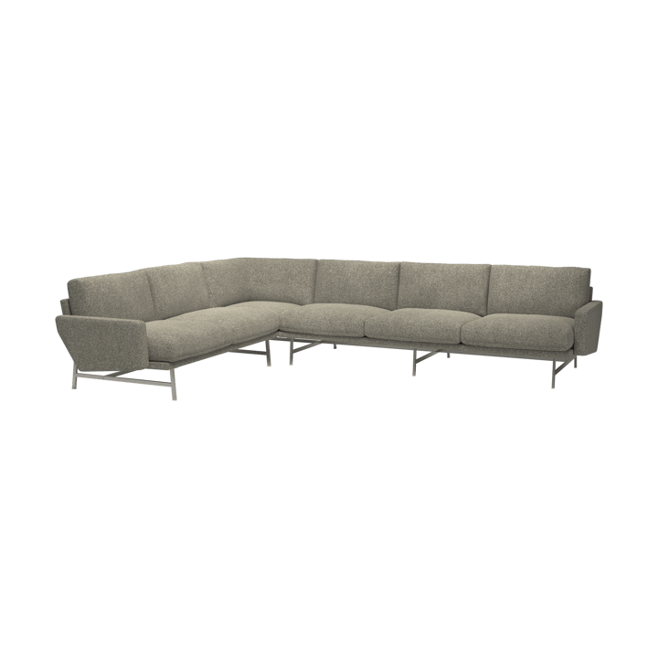 Lissoni PL117 R høyrestilt hjørnesofa - Moss 015-rustfritt stål - Fritz Hansen