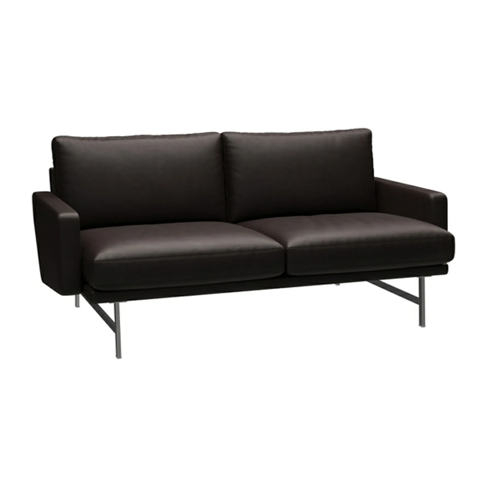Lissoni sofa 2-seter PL112S, Grace-dark brown-mattbørstet krom Fritz Hansen