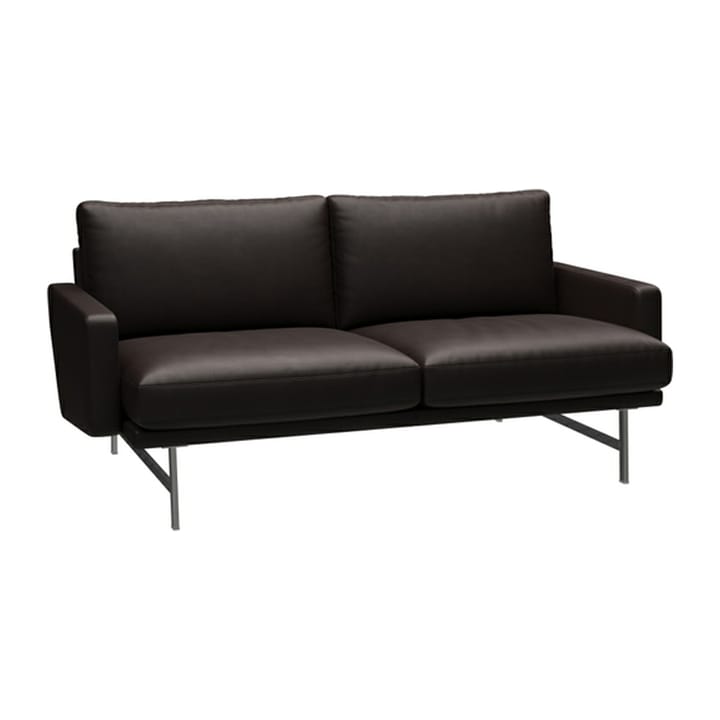 Lissoni sofa 2-seter PL112S - Grace-dark brown-mattbørstet krom - Fritz Hansen