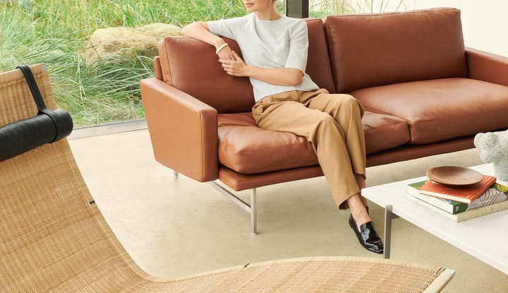 Lissoni sofa 2-seter PL112S, Grace-dark brown-mattbørstet krom Fritz Hansen