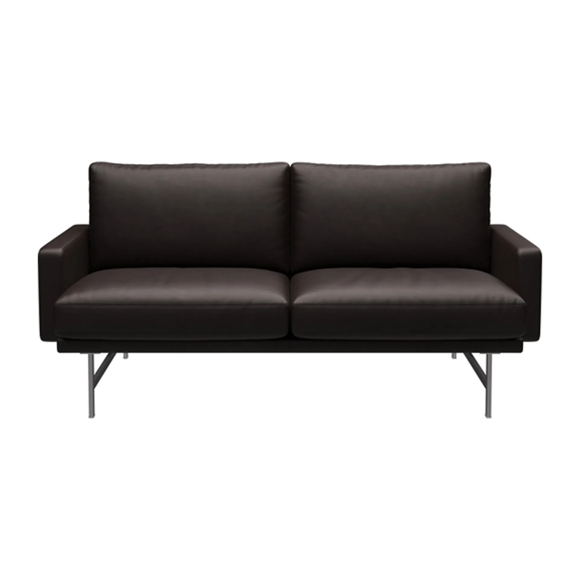Lissoni sofa 2-seter PL112S, Grace-dark brown-mattbørstet krom Fritz Hansen