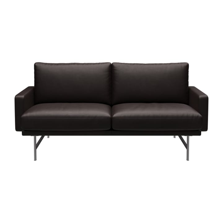 Lissoni sofa 2-seter PL112S, Grace-dark brown-mattbørstet krom Fritz Hansen
