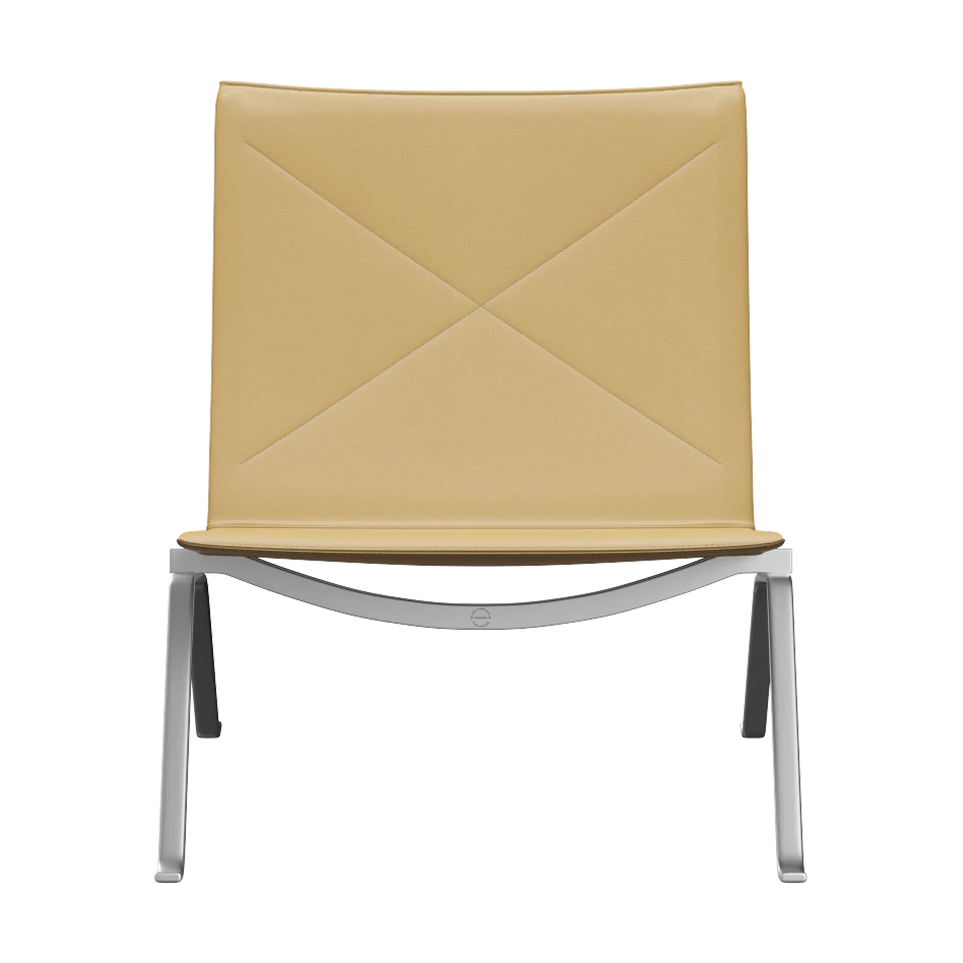 PK22 lenestol, Aura beige lær-rustfritt stål Fritz Hansen