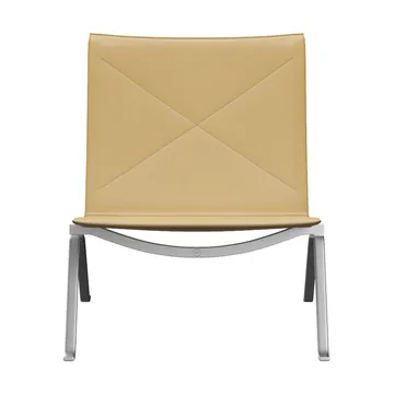 PK22 lenestol - Aura beige lær-rustfritt stål - Fritz Hansen
