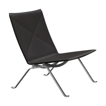 PK22 lenestol - Aura black brown lær-rustfritt stål - Fritz Hansen
