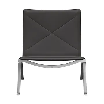 PK22 lenestol - Aura black brown lær-rustfritt stål - Fritz Hansen