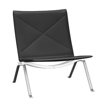 PK22 lenestol - Aura black lær-rostfritt stål - Fritz Hansen
