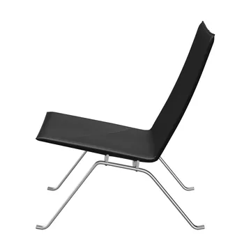 PK22 lenestol - Aura black lær-rostfritt stål - Fritz Hansen