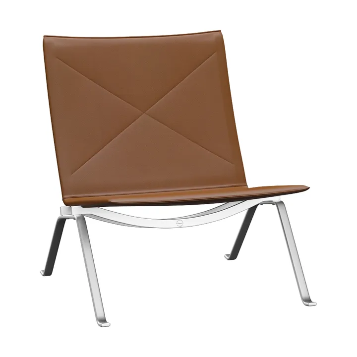 PK22 lenestol - Aura walnut lær-rustfritt stål - Fritz Hansen