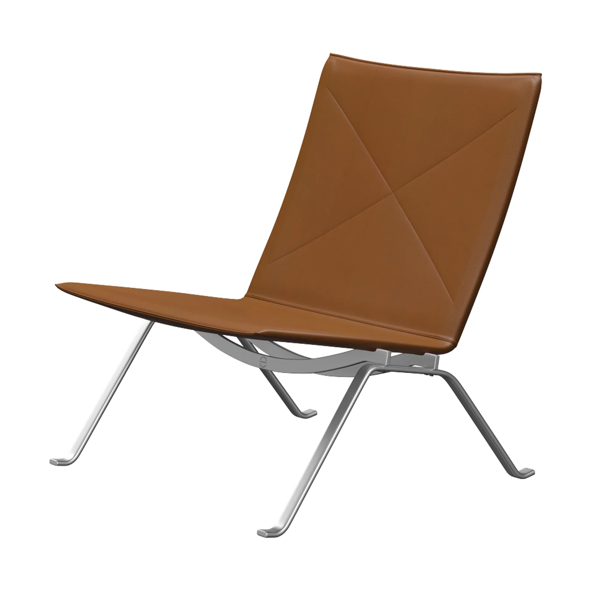 PK22 lenestol, Aura walnut lær-rustfritt stål Fritz Hansen