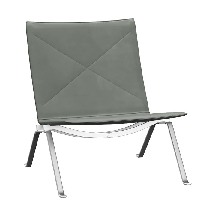 PK22 lenestol - Grace concrete grey lær-rustfritt stål - Fritz Hansen