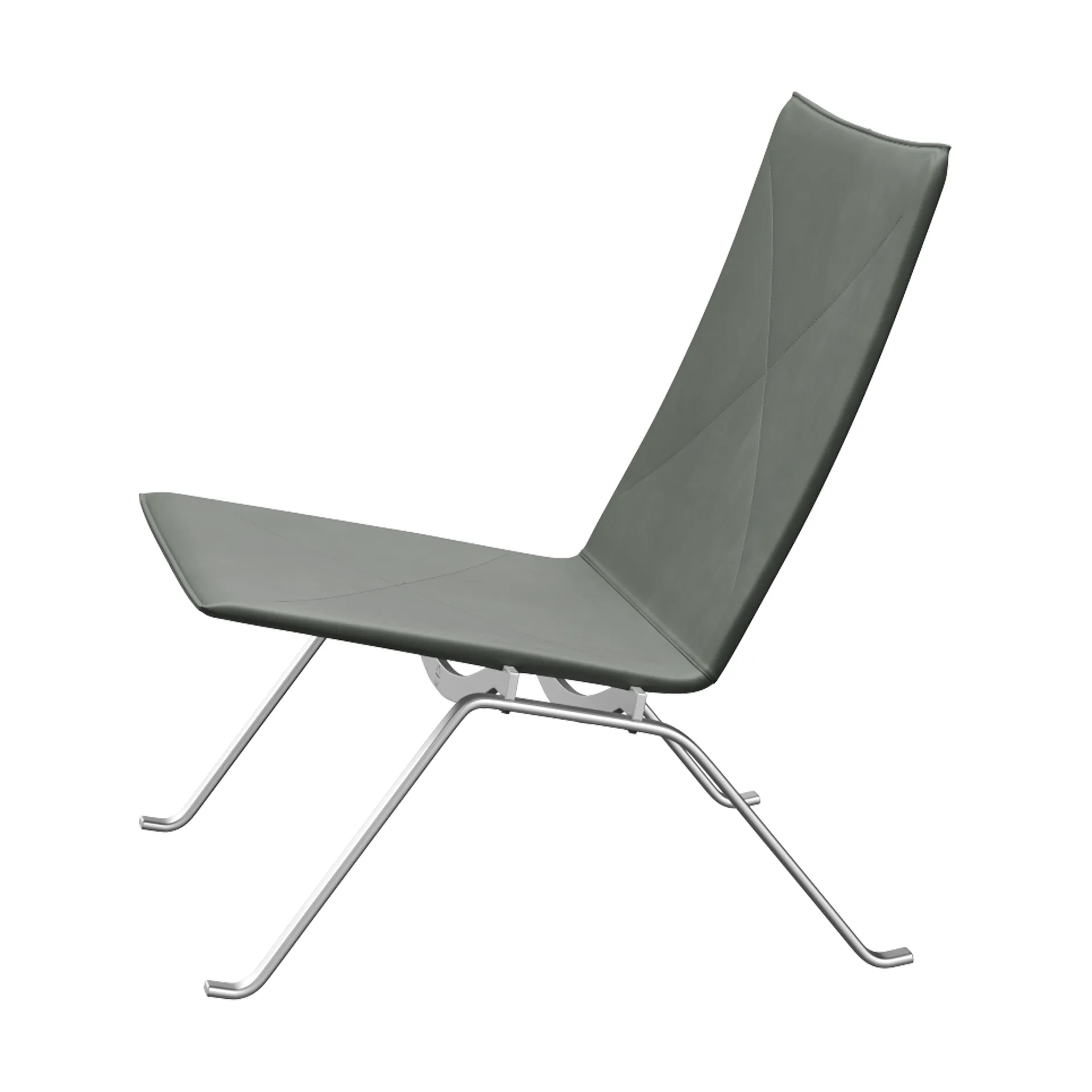 PK22 lenestol, Grace concrete grey lær-rustfritt stål Fritz Hansen