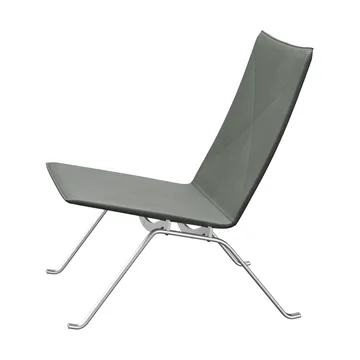 PK22 lenestol - Grace concrete grey lær-rustfritt stål - Fritz Hansen