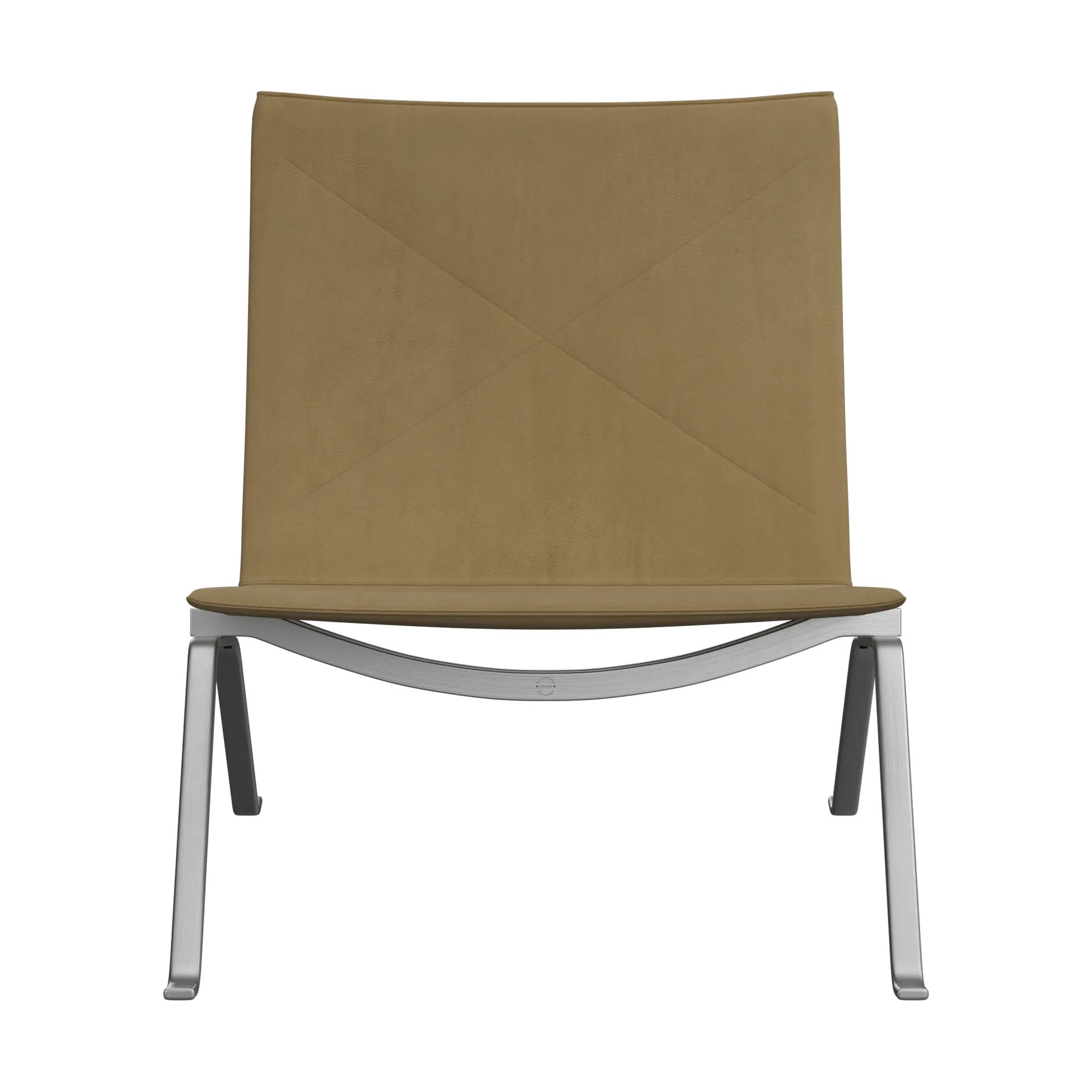 PK22 lenestol, Haze beige lær-rustfritt stål Fritz Hansen