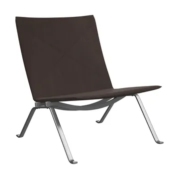 PK22 lenestol - Haze dark brown lær-rustfritt stål - Fritz Hansen