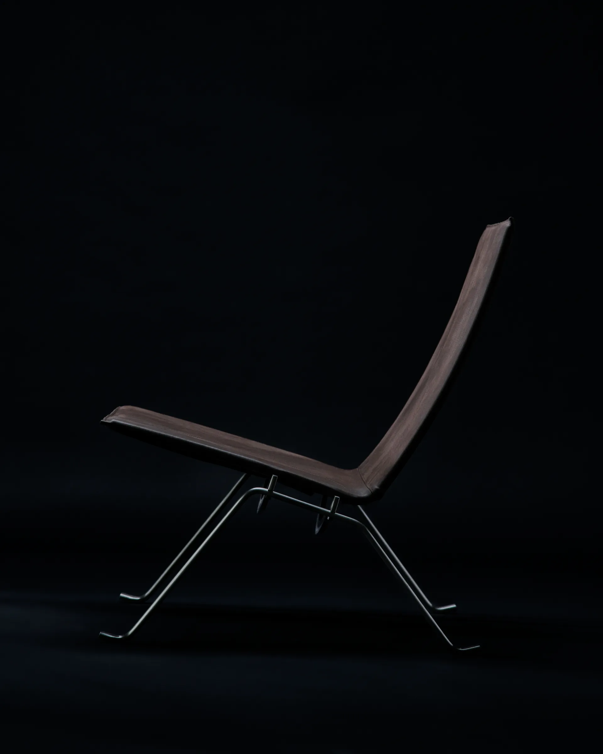 PK22 lenestol, Haze dark brown lær-rustfritt stål Fritz Hansen