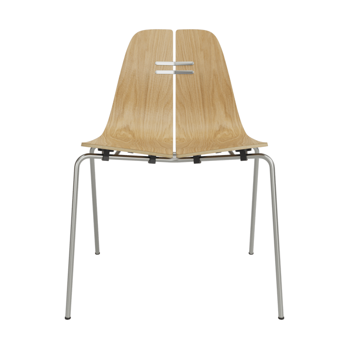 PK3 stol - Lakkert eik-rustfritt stålfotstativ - Fritz Hansen