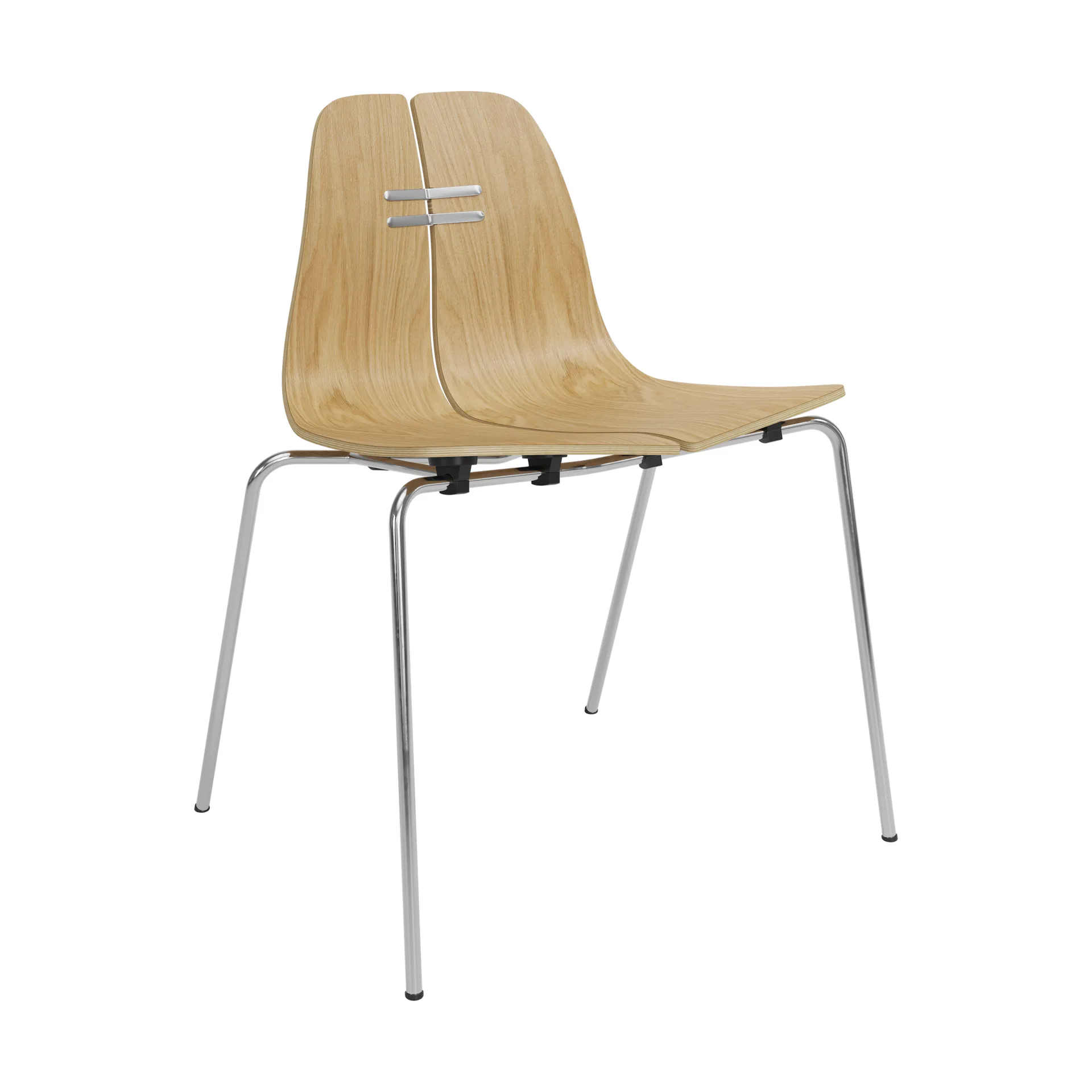 PK3 stol, Lakkert eik-rustfritt stålfotstativ Fritz Hansen