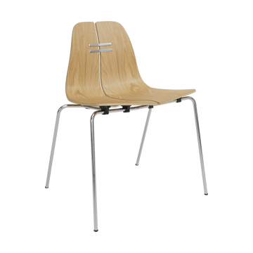 PK3 stol - Lakkert eik-rustfritt stålfotstativ - Fritz Hansen