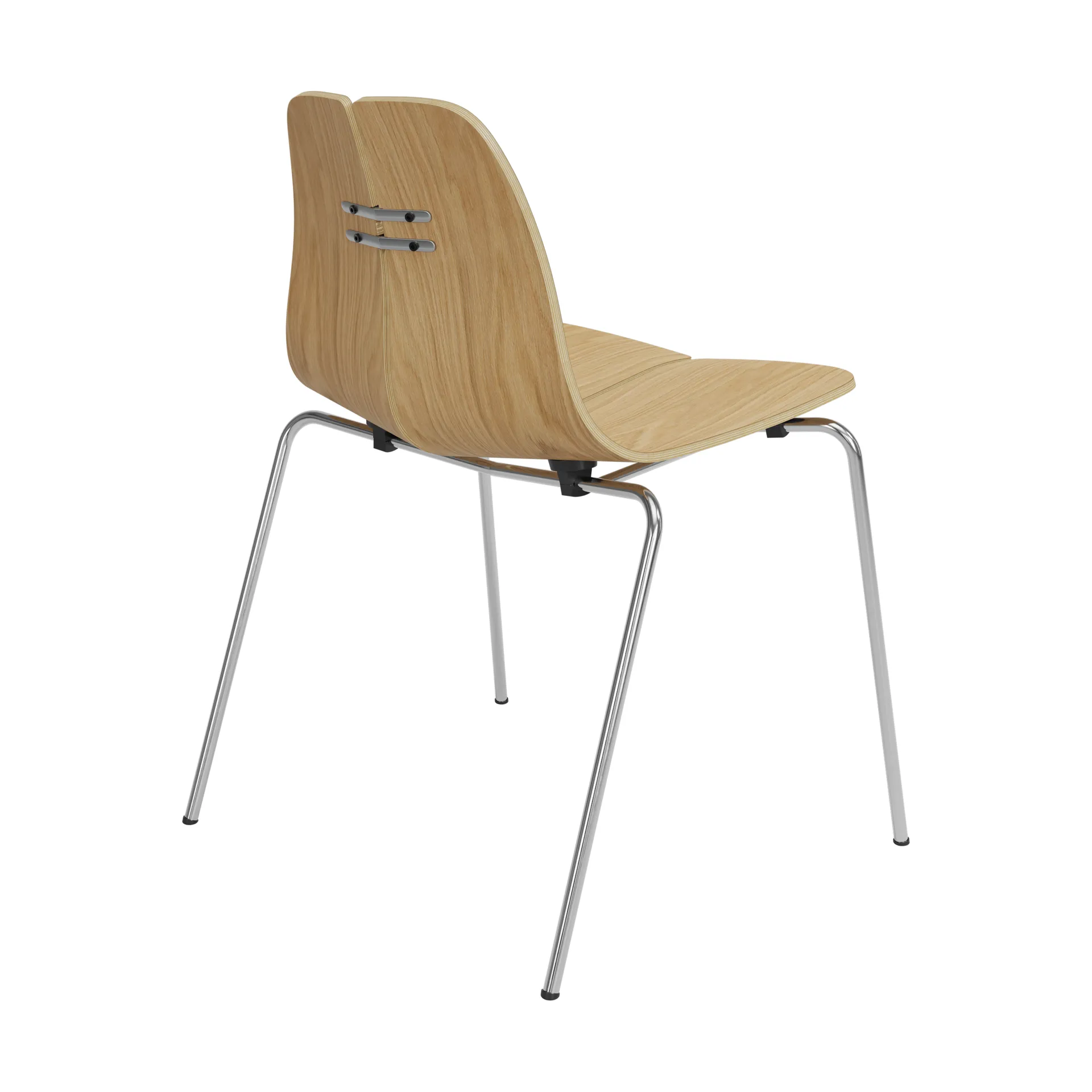 PK3 stol, Lakkert eik-rustfritt stålfotstativ Fritz Hansen