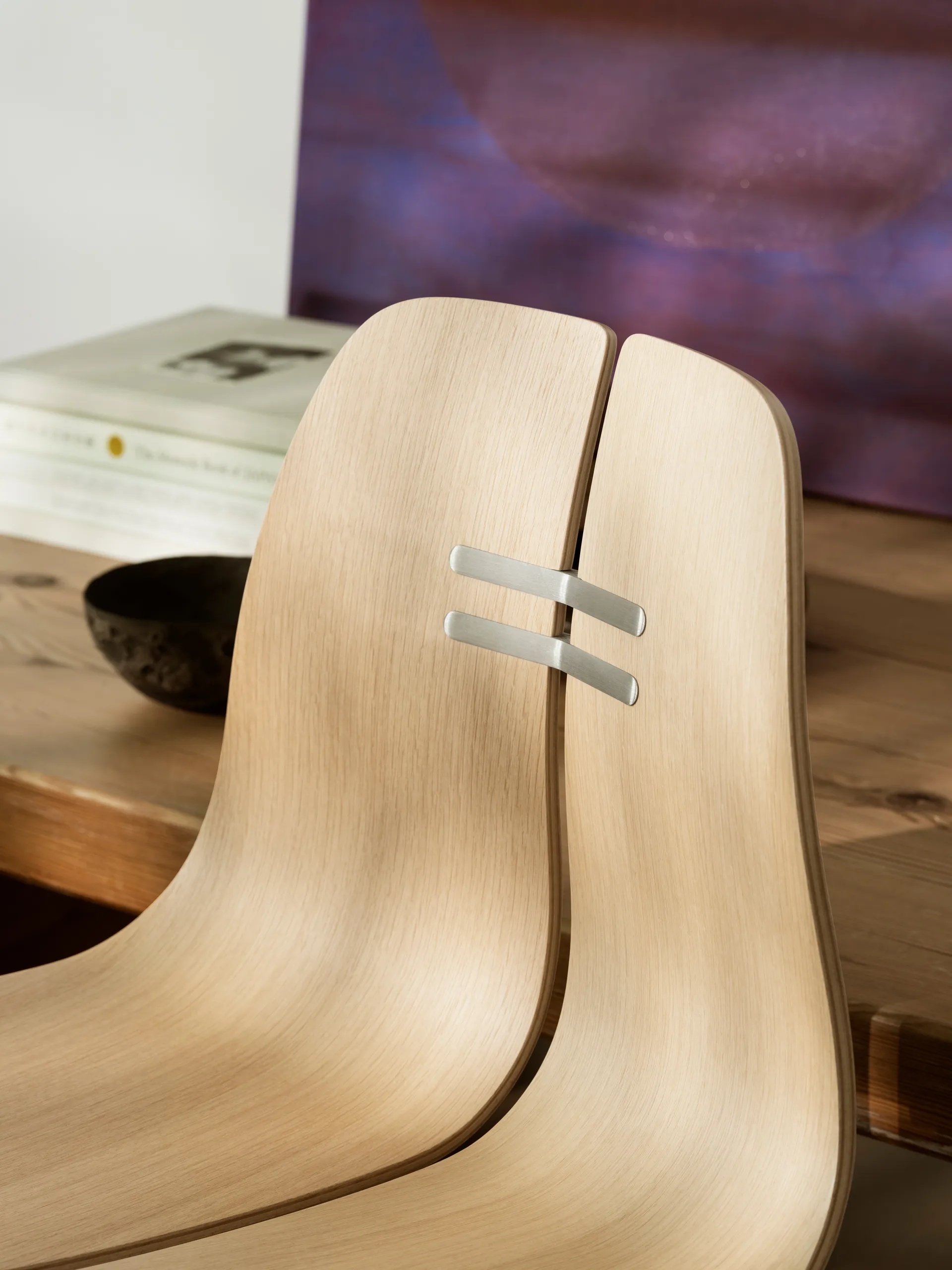 PK3 stol, Lakkert eik-rustfritt stålfotstativ Fritz Hansen