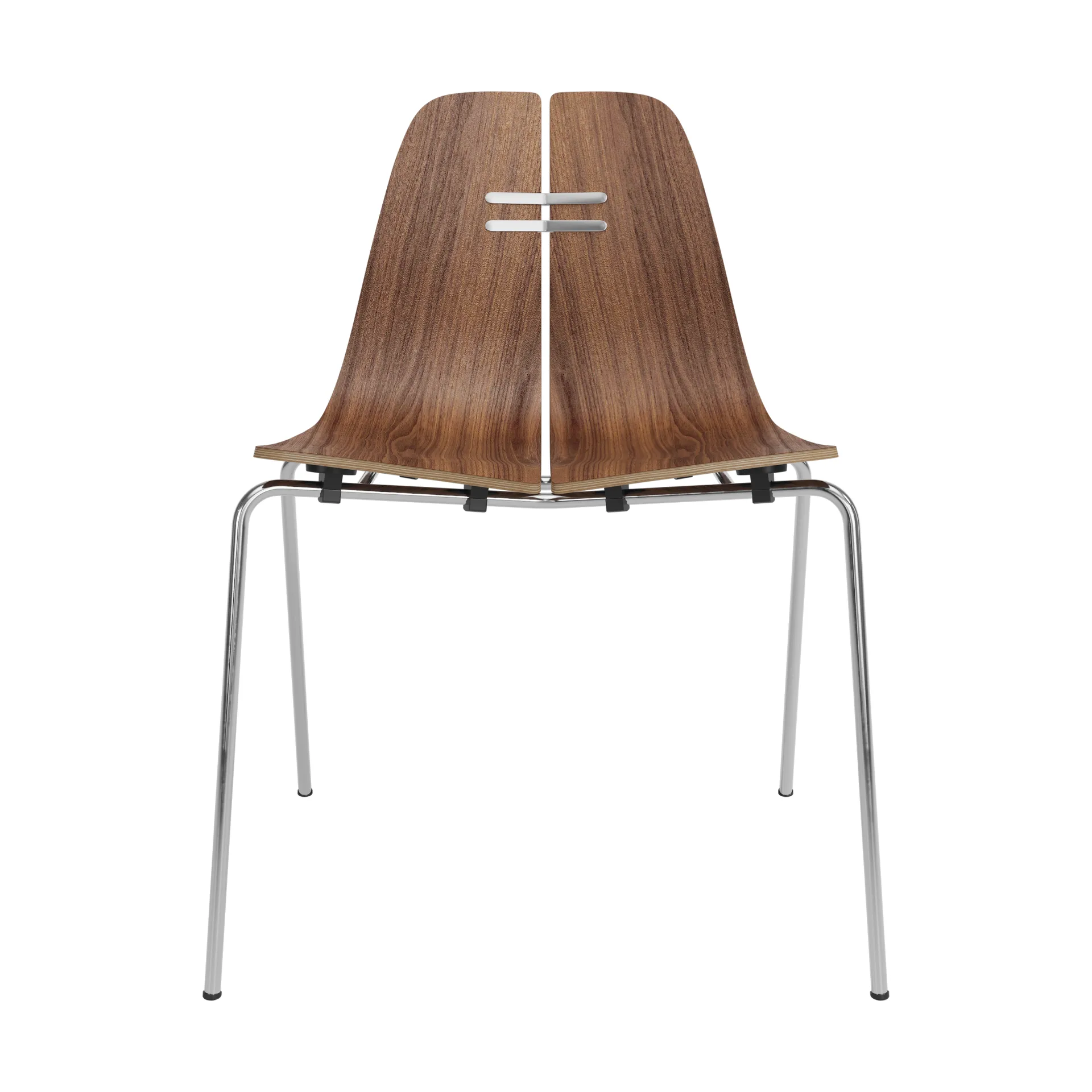 PK3 stol, Lakkert valnøtt-rustfritt stålfot Fritz Hansen