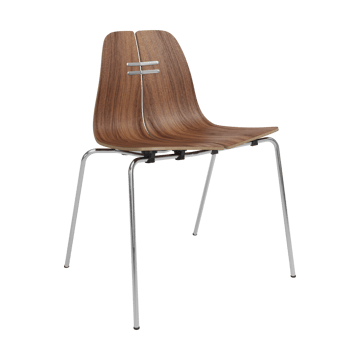 PK3 stol - Lakkert valnøtt-rustfritt stålfot - Fritz Hansen