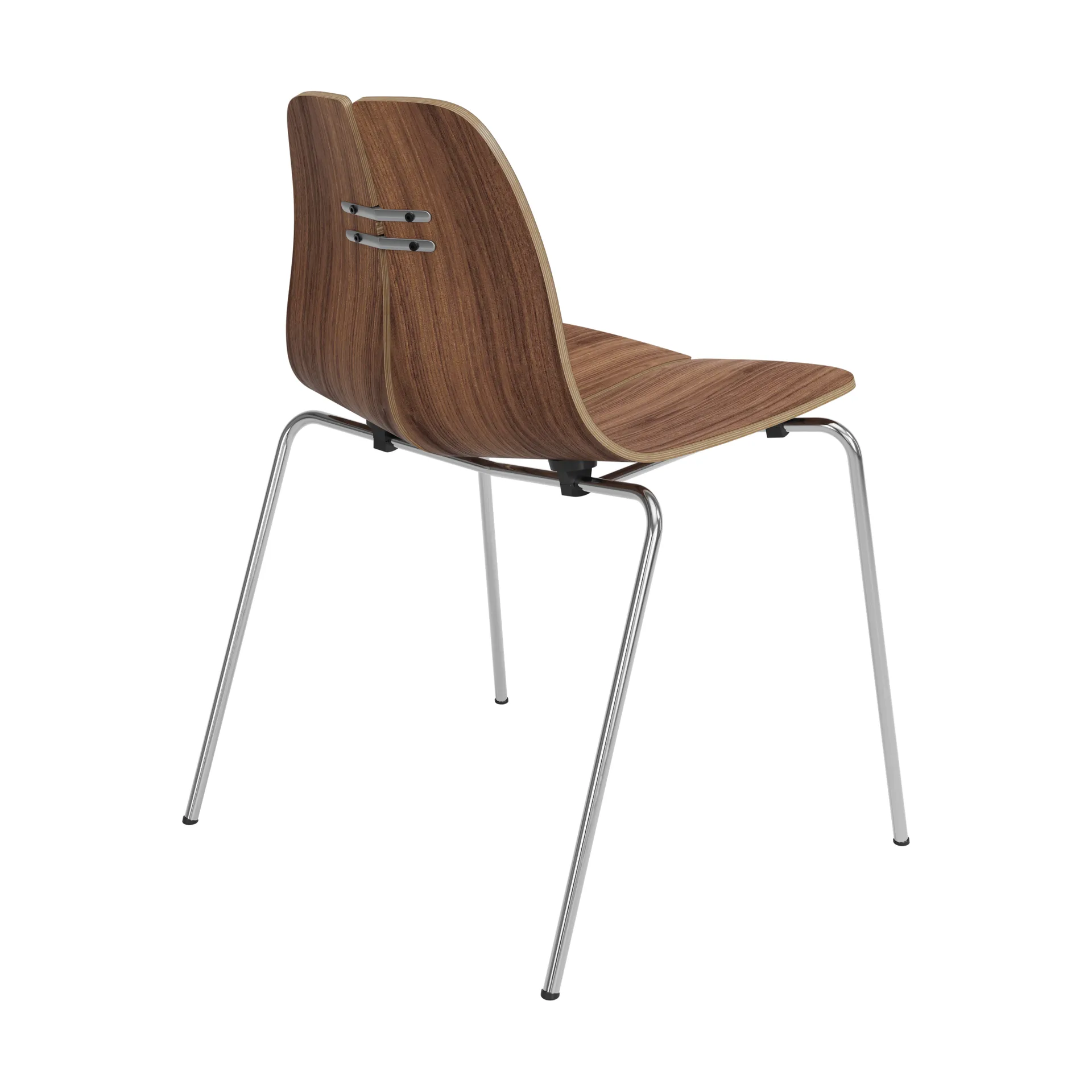 PK3 stol, Lakkert valnøtt-rustfritt stålfot Fritz Hansen