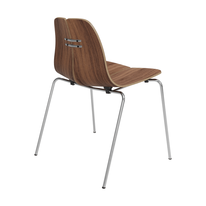 PK3 stol, Lakkert valnøtt-rustfritt stålfot Fritz Hansen