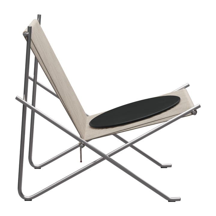 PK4 loungestol med læderdyna - Rustfritt stål-natur-svart - Fritz Hansen