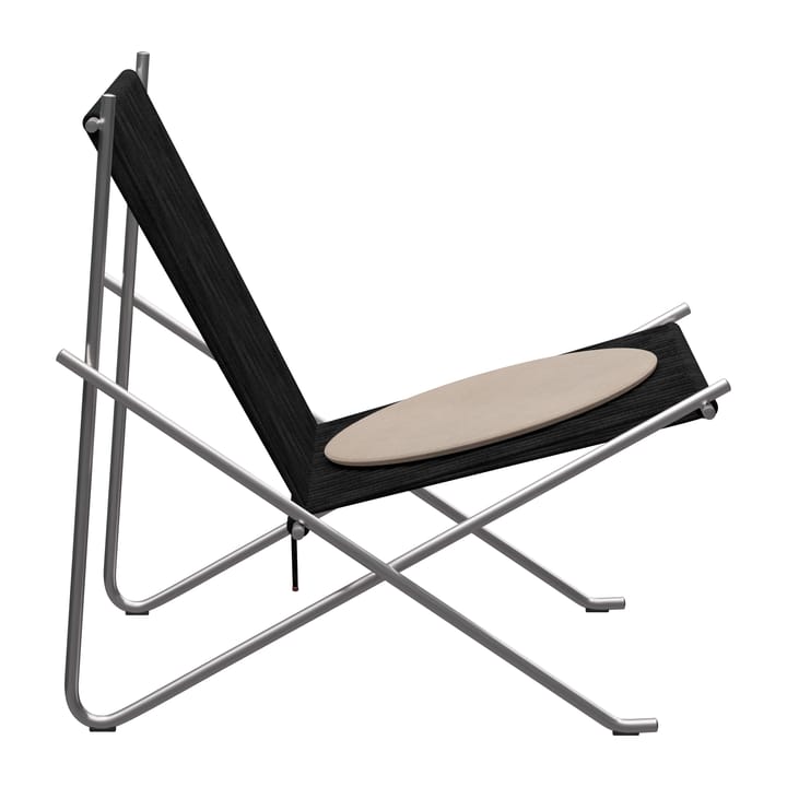PK4 loungestol med pute - Rustfritt stål-svart-natur - Fritz Hansen
